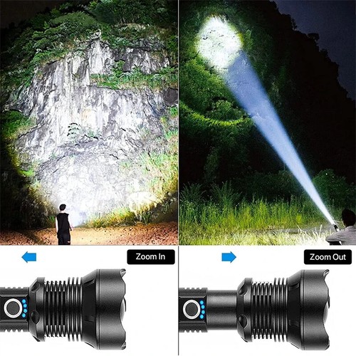 Torcia LED ad alta potenza zoomabile torcia tattica impermeabile ricaricabile - Foto 7 di 9