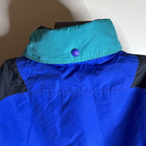 Columbia Double Whammy Womens Hooded Rain Jacket 1x Blue Black Vintage 90s - Picture 9 of 11