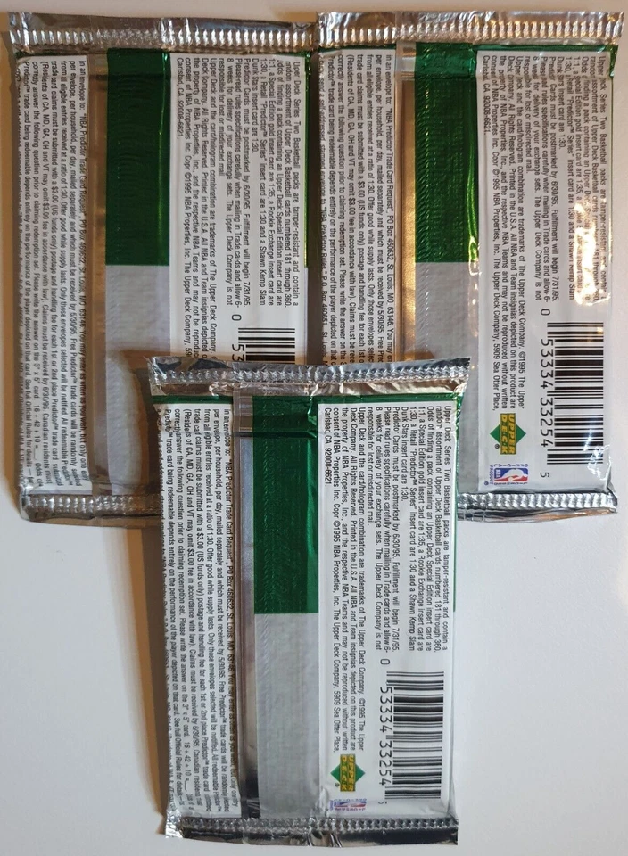 Lote de 3 x Paquetes de 1994 Upper Deck NBA Baloncesto Serie 2 Minorista - Paquete Sellado Foto 2 de 2