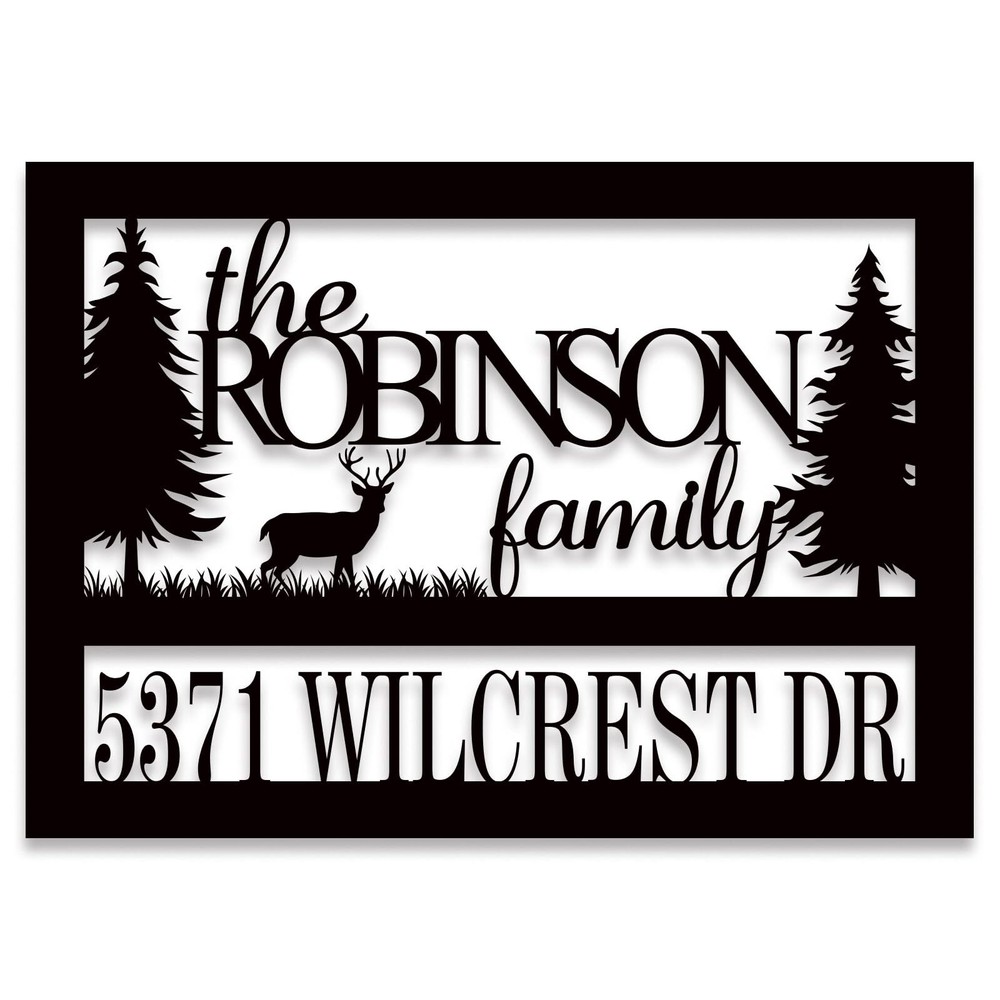 Personalized Pine Tree Address Sign, Custom Address Sign, Metal Address Numbers