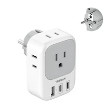 Schuko Plug Adapter with 3 USB Port France Germany Iceland Power Travel Adapter