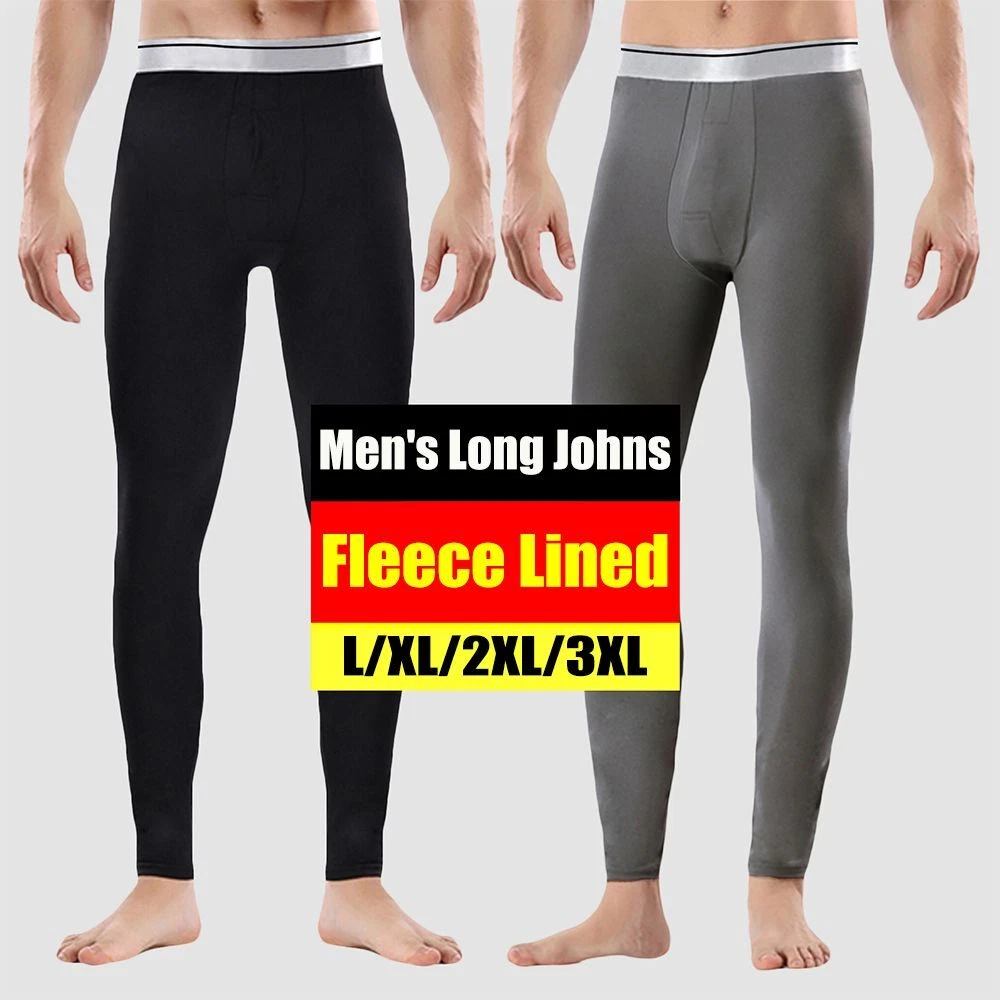 Men's Thermal Underwear Pants Winter Thick Fleece Lined Warm Leggings Base  Layer