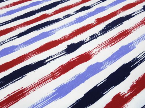 Fabric residue 21x148 cm cotton French Terry stripes navy red blue white - Picture 1 of 3