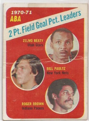 1971 Topps #148 Beaty / Paultz / Brown  2PT Field Goal Pct Leaders ABA EX