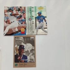 Sammy Sosa 2004 Donruss Leaf Certified #LC-14, 1993 Leaf #70, 1992 Studio #20