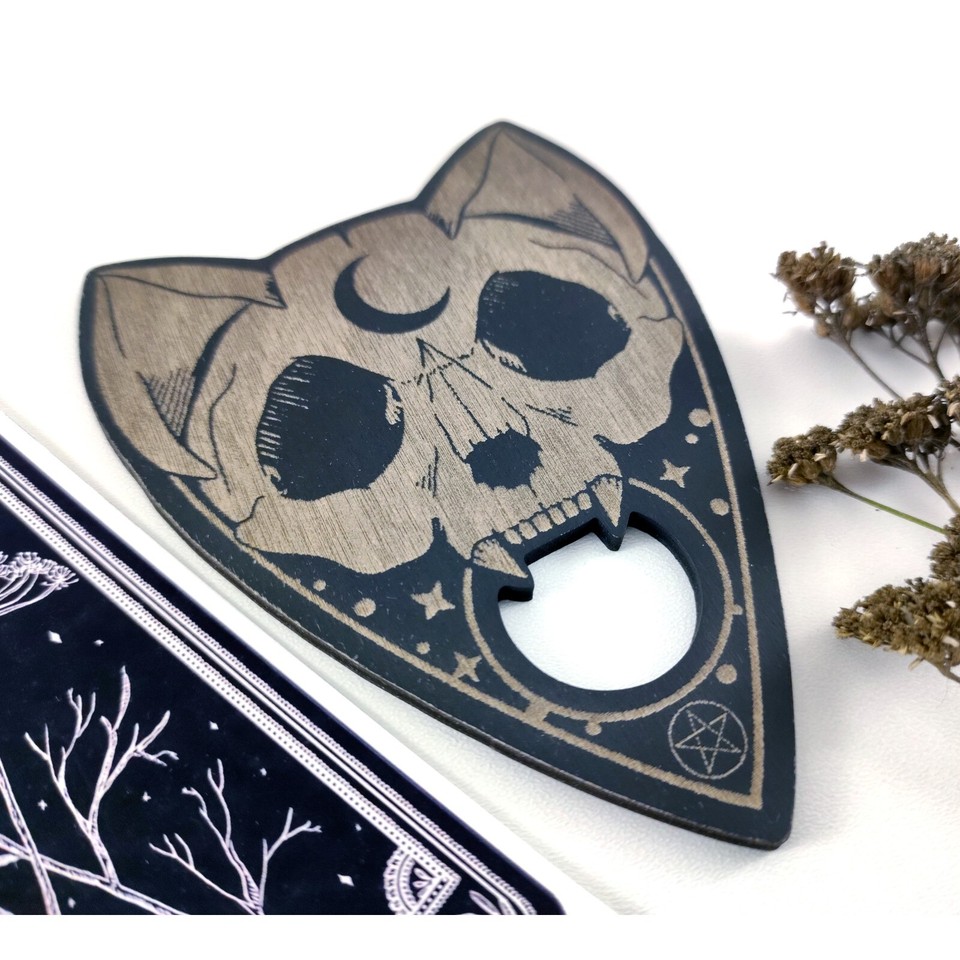 Collana Planchette Ouija In Acciaio – Ciondolo Gotico Spiritico, Argento, Lunghezza 20''