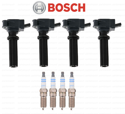 Set of 4 Ignition Coils Spark Plug Kit BOSCH for Jaguar XF Land Rover LR2 Evoque
