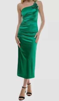speechless green dress Speechless Juniors Womens Rosette Satin Evening Dress, Ivy