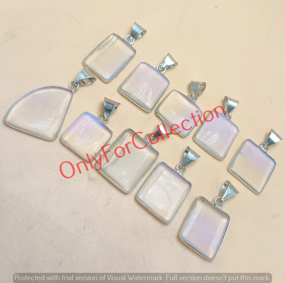Antique Opalite Gemstone 925 Sterling Silver Plated Wholesale Pendants Lot - Image 3 of 3