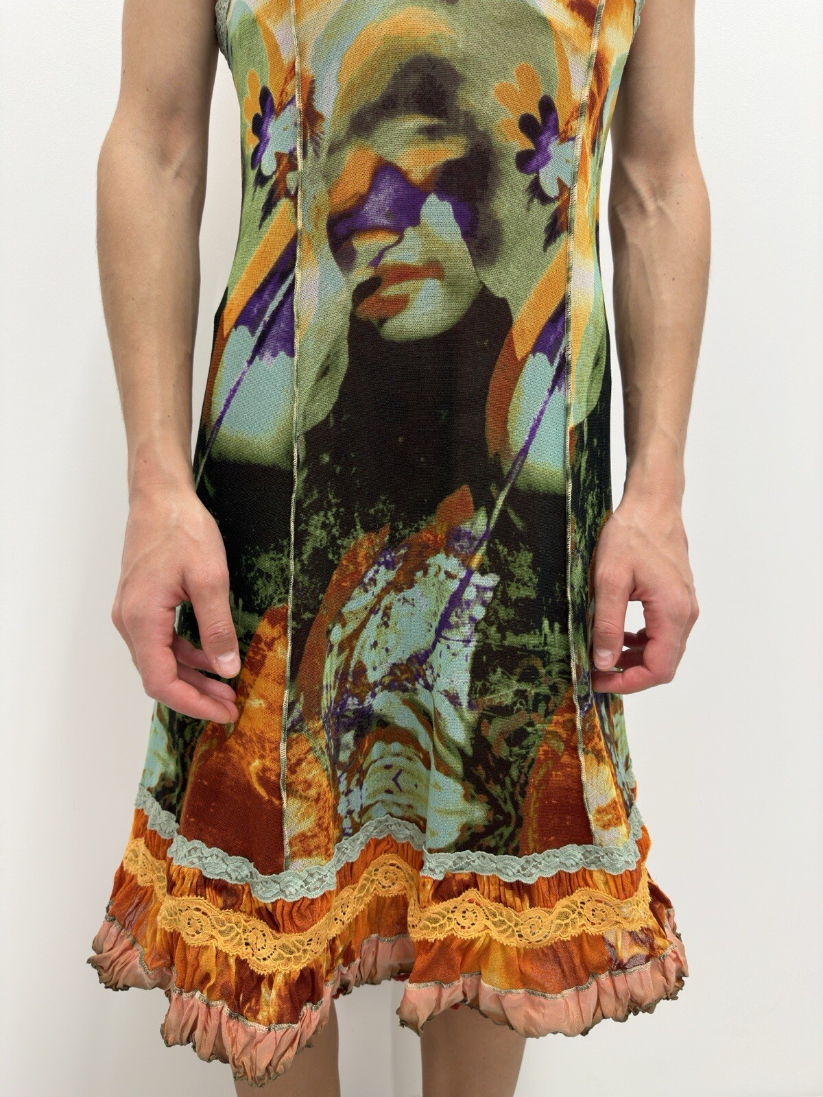 Jean Paul Gaultier 2000 Maille Vintage Mesh Multicolor Double Dress Size S image 8