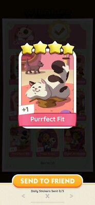 MONOPOLY GO! PURRFECT FIT 4 STAR      STICKER (SET 14) QUICK DELIVERY!