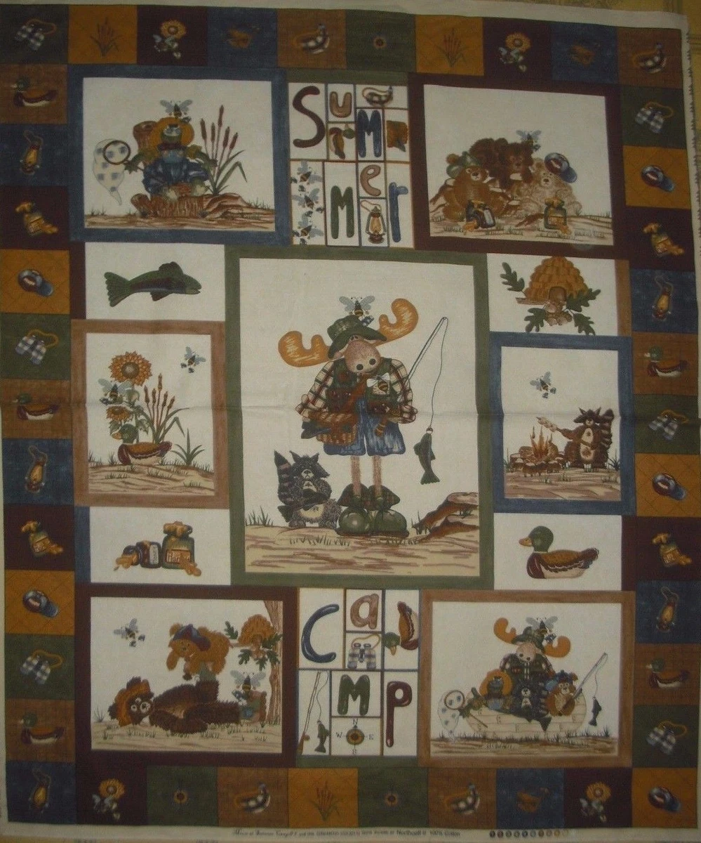 2 PCS Northcott Moose at Summer Camp QUILT FABRIC SET by Tenderberry Stitches 2