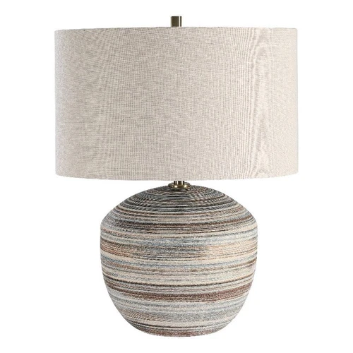 Uttermost Prospect Ceramic and Iron Striped Accent Lamp in Blue/Brown/White - Picture 1 of 9