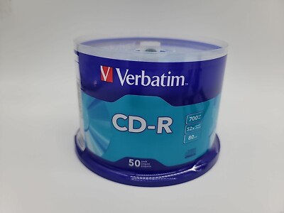 New! Verbatim CD-R Discs 700MB/80min 52x Spindle Silver 50/Pack 94691 A5