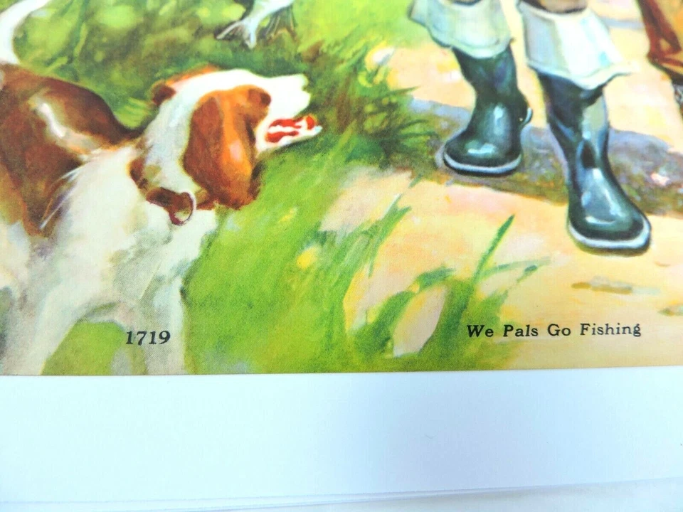 Litografía We Pals Go Fishing 8X10 James McKell 1719 impresión artística calendario EE. UU. Foto 4 de 4