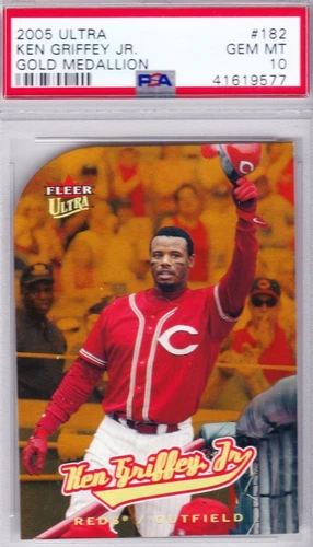 *POP 3* 2005 KEN GRIFFEY JR PSA 10 FLEER ULTRA #182 GOLD MEDALLION BASEBALL CARD