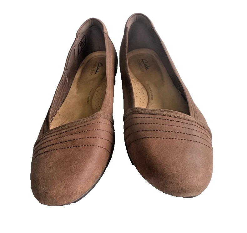 Scarpe basse Clarks Sara Erin ballerine donna 12M mocassini comodi in pelle marrone