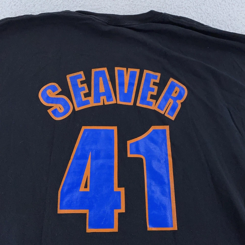 Винтажная мужская футболка New York Mets Tom Seaver No41 2XL черная бейсбольная футболка MLB - Изображение 4 из 4