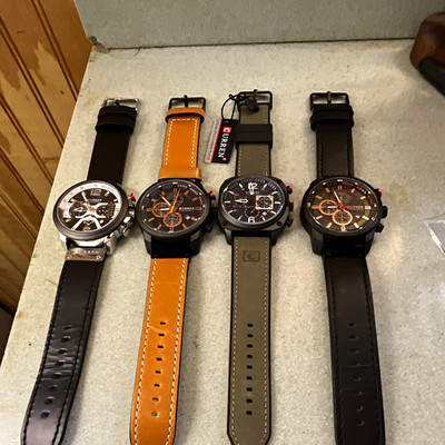 CURREN Men s Quartz Chronograph Tachymeter 46mm SS Leather Strap 3 ATM