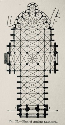 um 1925 Französische Gotik Architektur Plan der Kathedrale Notre Dame de Amiens