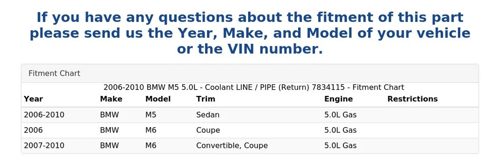 BMW M5 2006-2010 5,0 L - LÍNEA/TUBO refrigerante (retorno) 7834115 Foto 4 de 4