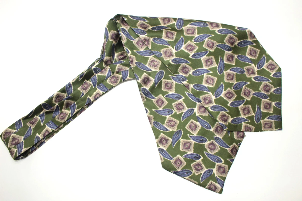 Cravate En Soie Ascot F83430 - Motif Cachemire Noir, Occasion Très Bon état, Fabriquée En Italie