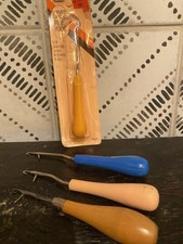 Lot Of 4 Vintage Rug Making Tools Punch Needle Latch Hooks Fiber Art