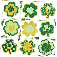 72 Pieces Glitter Shamrock Temporary Tattoos St. Patrick's Day Tattoos Lucky