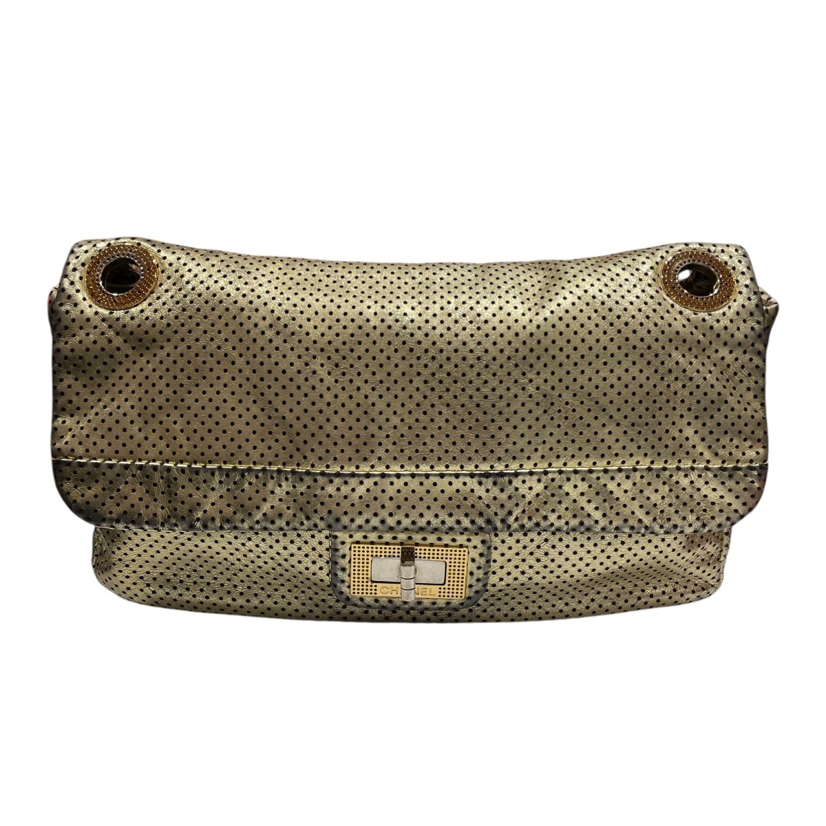 Vintage CHANEL gold polka dot bag preloved designer handbag