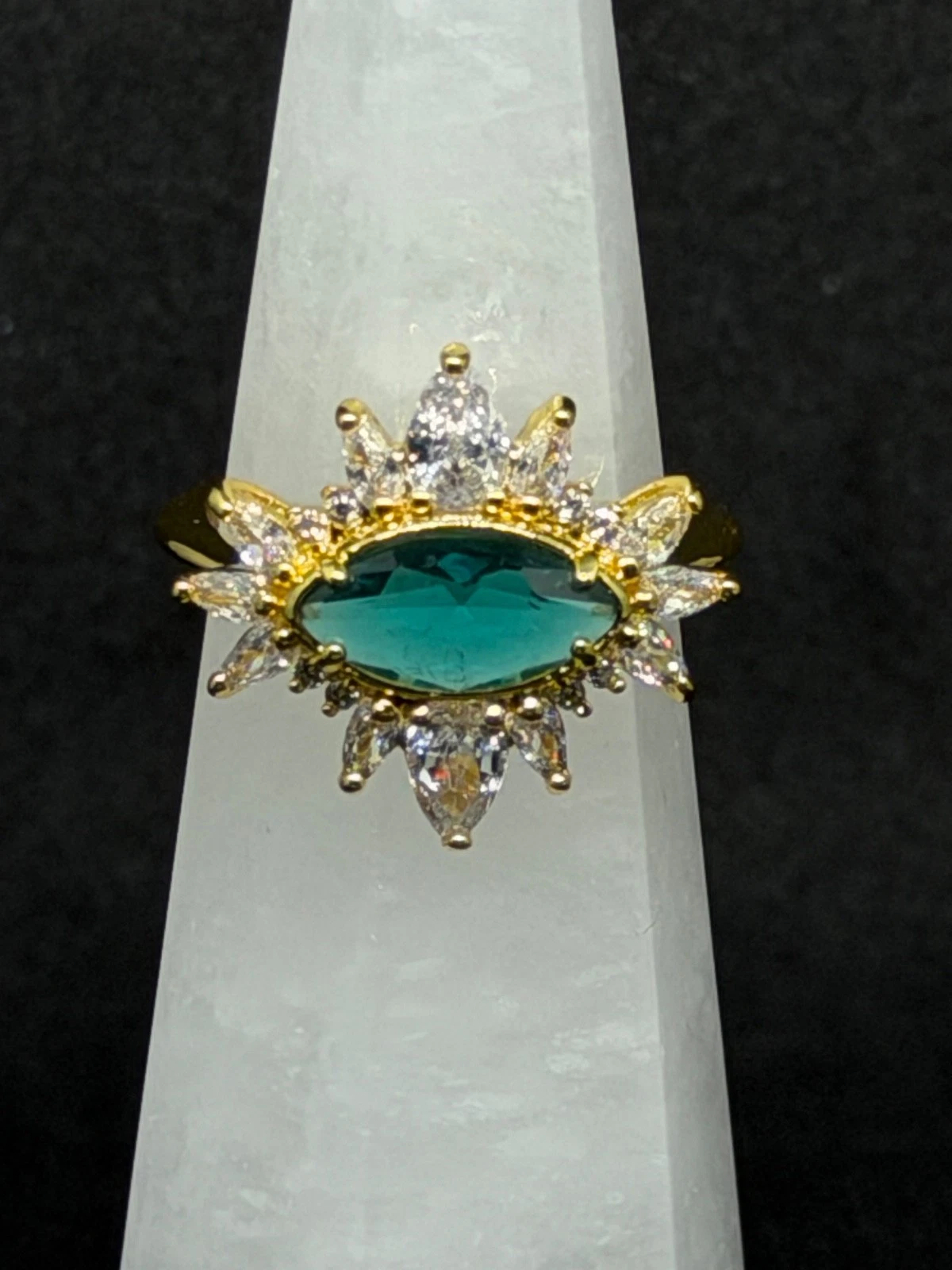 Bomb Party Ring Sz 9 "The Jewel of Cairo" Topaz on Gold Plating image 1