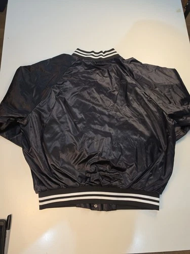 Vtg Augusta Sportswear Satin Baseball Varsity Bomber Jacket Boombox Social image 5