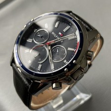 Mens Genuine Tommy Hilfiger Mason Designer Watch day date 1791788 Blue Serviced
