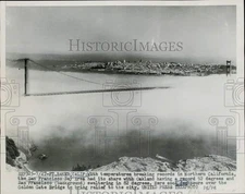 1971 Press Photo Fog pours over Golden Gate Bridge in San Francisco, California