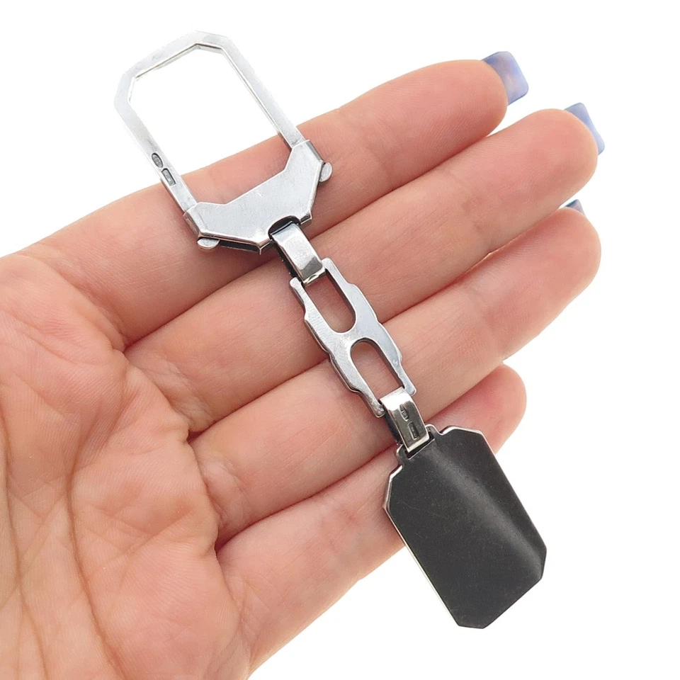 925 Sterling Silver Vintage Italy Oxidized Key Fob Chain - Image 2 of 4
