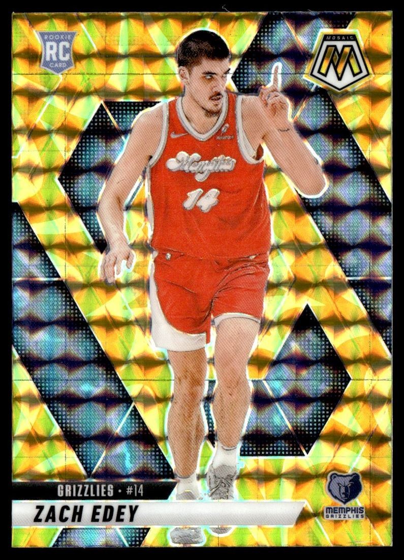 2024-25 Panini Mosaic Reactive Yellow Mosaic Zach Edey RC Memphis Grizzlies #248