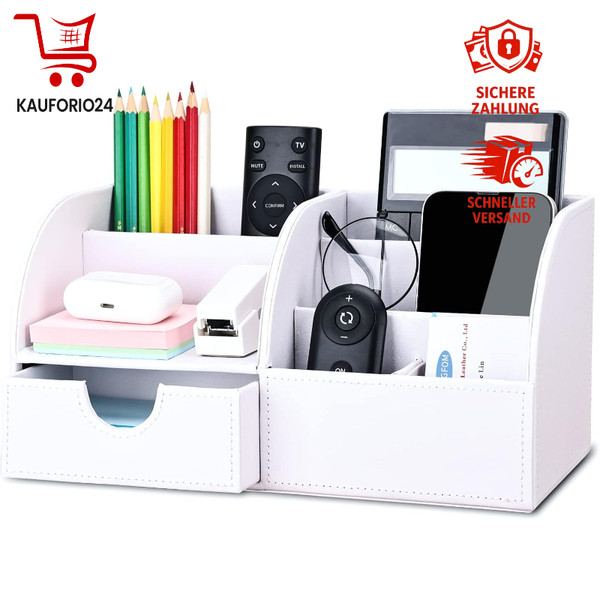 Schreibtisch Organizer Pu Leder Multifunktional Ordnungssystem Stiftehalter-image