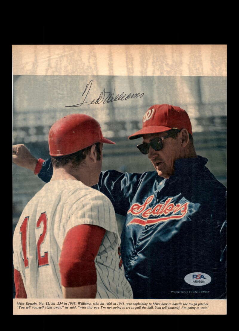 Ted Williams PSA DNA Signed 8x10 Photo Vintage Autograph Senators