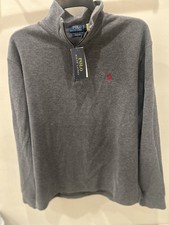 Polo Ralph Lauren Men's Gray Cotton Knit Quarter Zip Pullover Sweater