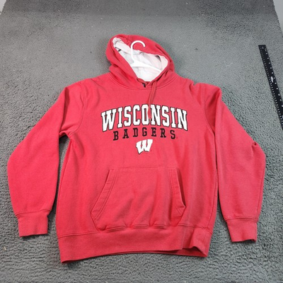 #ad Wisconsin Badgers Sweatshirt Hoodie Mens Medium Red NCAA Campus Heritage $19.99