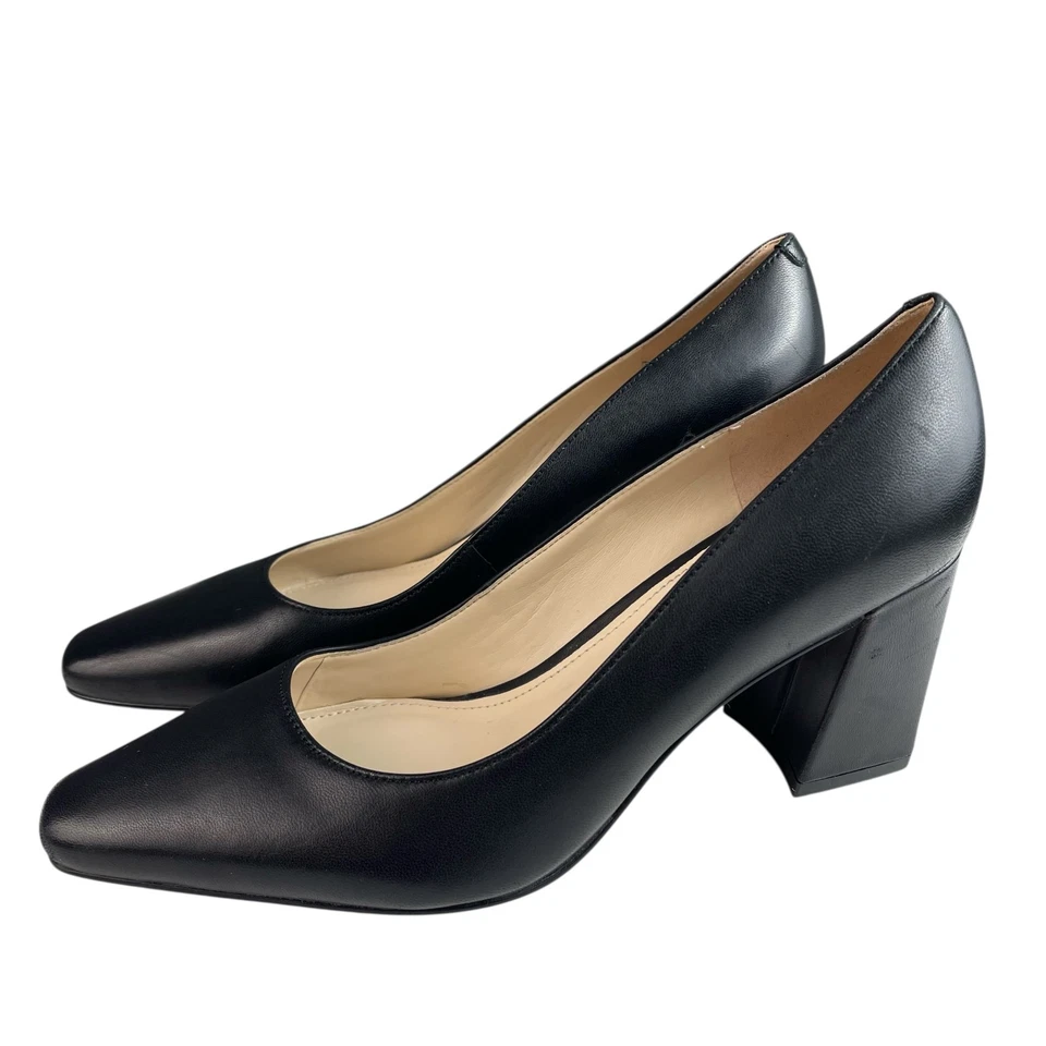 Zapatos de salón Marc Fisher LTD Varla para mujer 6M cuero negro punta cuadrada tacón bloque Foto 4 de 4