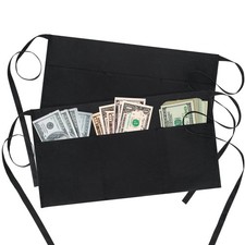BOHARERS Waist Apron Black Server Apron with 3 Pockets for Waiter