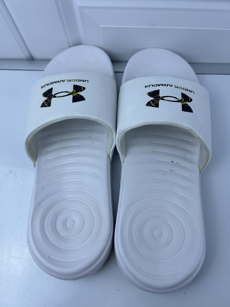 Under Armour Mens White Ansa Lightweight Cushion Fix Strap Slide Sandal Size 9 View 5