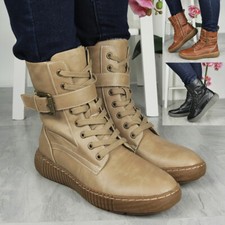 Womens Trainers Faux Fur Lined Lace Up Comfort Girls Zip Sneakers Ladies Shoes