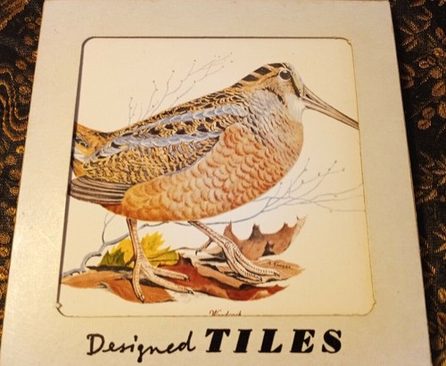 Vintage entworfene Fliesen Woodcock Vogel Broadway NY NY handbemalt 6x6'