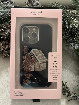 Kate Spade Gingerbread house iPhone 13  Pro Liquid case Gift New in Box