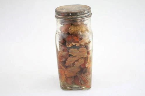 Tasmanian Gemstone Material in Vintage Cream Jar Agate Onyx Wood Fern Etc - Picture 6 of 7