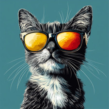 Wall Decal Sticker Cat with Sunglasses Wall Sticker 18X18cm Large