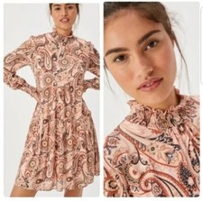 Anthropologie | Cady Tiered Paisley Printed Tunic Dress Size XS Boho Smocked