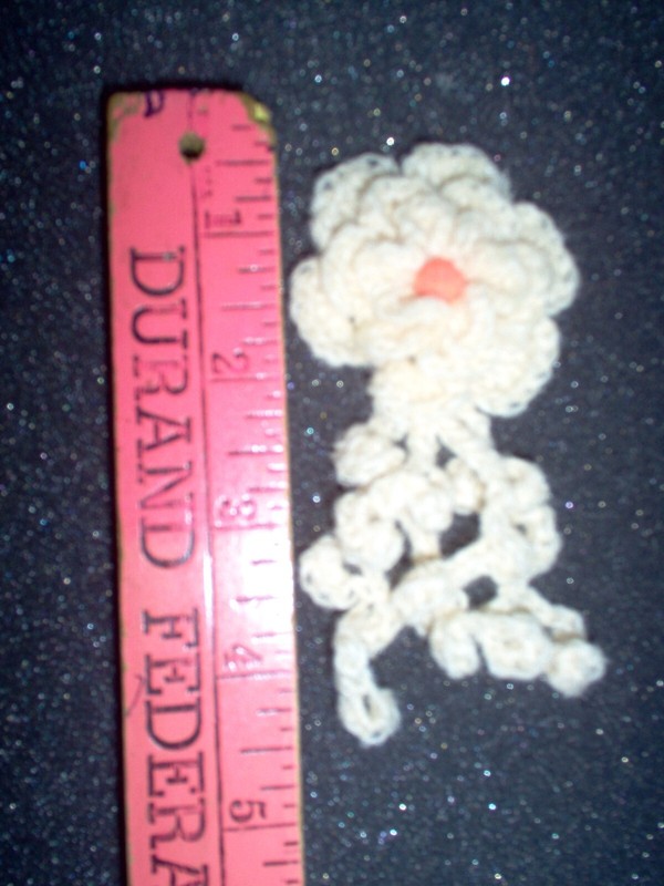 Hand crafted crochet pin/brooch, yellow flower with bead.   T