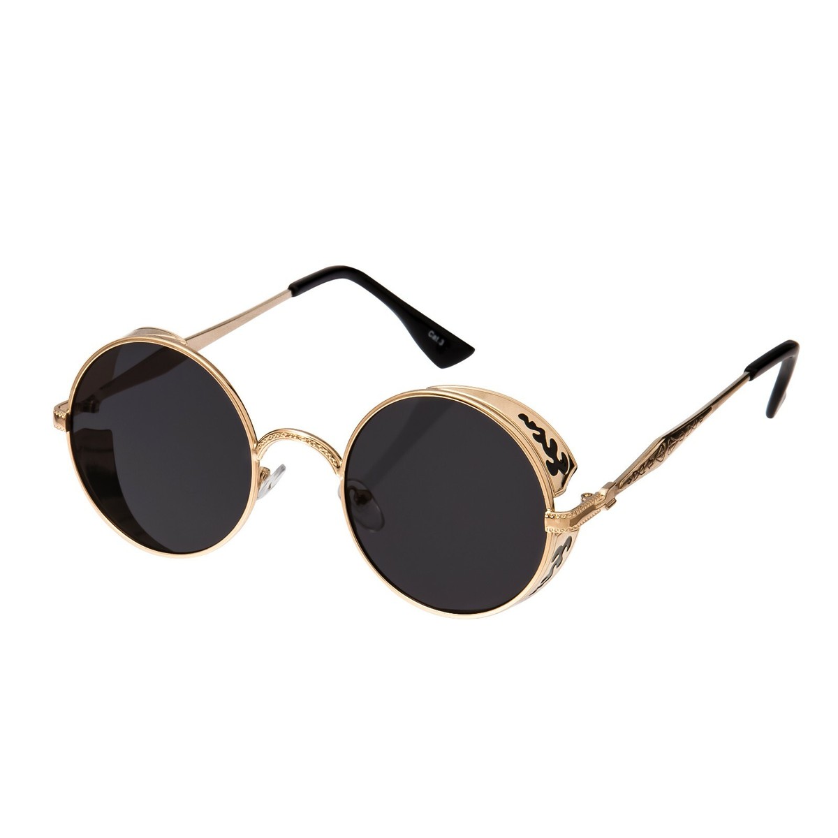Gold and Black Steampunk Glasses Cyber Round Retro Goggles Blinder